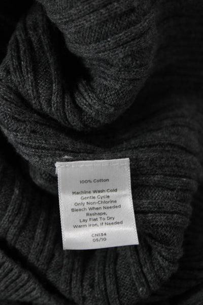 Talbots Womens Cotton Long Sleeve V-neck Knit Top Gray Size XS