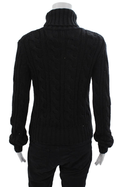 Ann Taylor Womens Cotton Long Sleeve Turtleneck Knit Sweater Black Size S