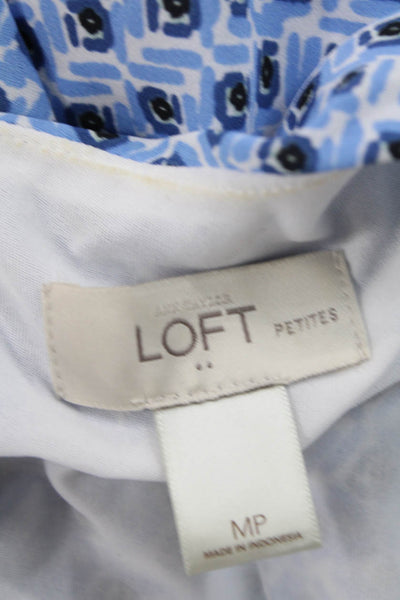 Loft Womens Textured Round Neck Sleeveless Colorblock Blouse Blue Size M