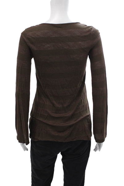 Splendid Womens Cotton V-neck Long Sleeve Button Top Brown Size S