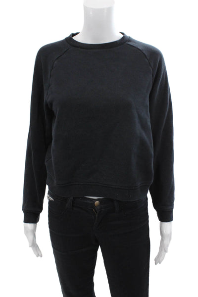 Wesley Womens Cotton Blend Crew Neck Sweatshirt Top Black Size S
