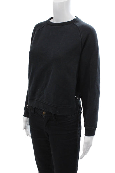 Wesley Womens Cotton Blend Crew Neck Sweatshirt Top Black Size S