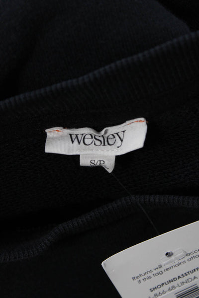 Wesley Womens Cotton Blend Crew Neck Sweatshirt Top Black Size S
