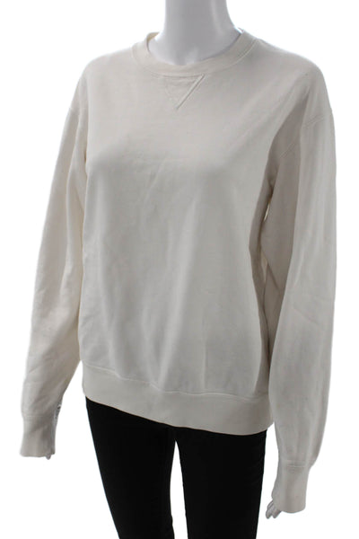 Uniqlo Womens Cotton Long Sleeve Round Neck Pullover White Size S