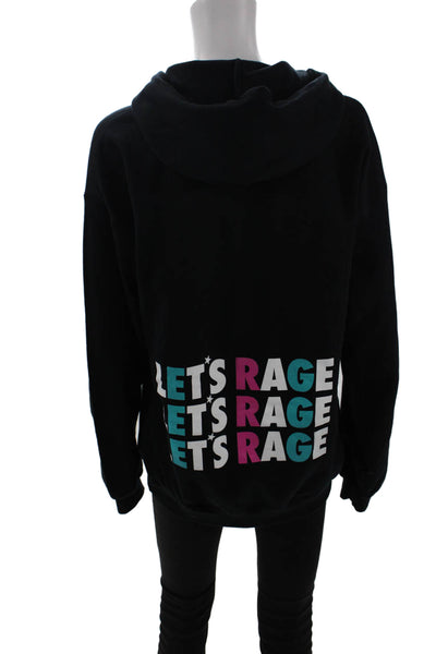 Gildan Womens Cotton Long Sleeve V-neck Drawstring Hoodie Black Size M