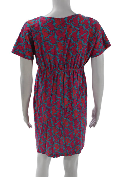 Lily Pulitzer Womens Cotton Short Sleeve V-neck Floral Dress Pink Size XS
