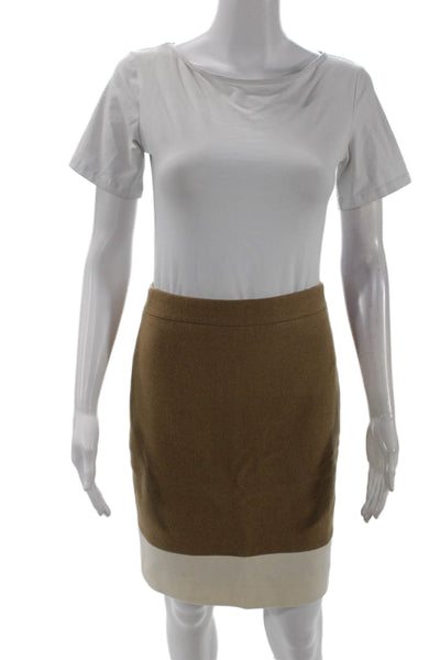 J Crew Womens Wool Textured Lined Pencil Skirt Brown Size 00