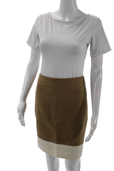 J Crew Womens Wool Textured Lined Pencil Skirt Brown Size 00