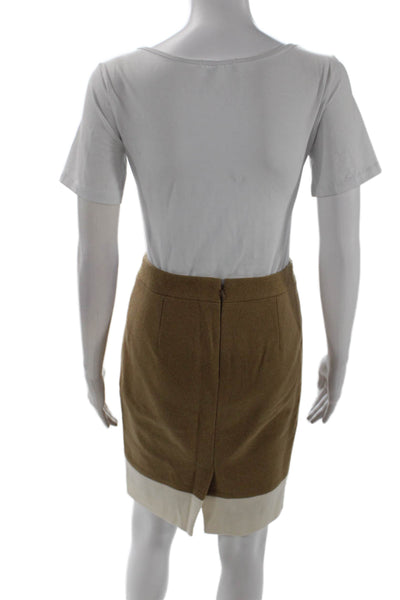 J Crew Womens Wool Textured Lined Pencil Skirt Brown Size 00