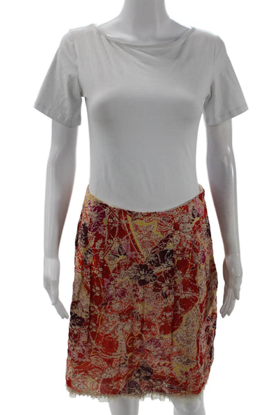Cynthia Cynthia Steffe Womens Textured Zip Floral Skirt Red Size 04