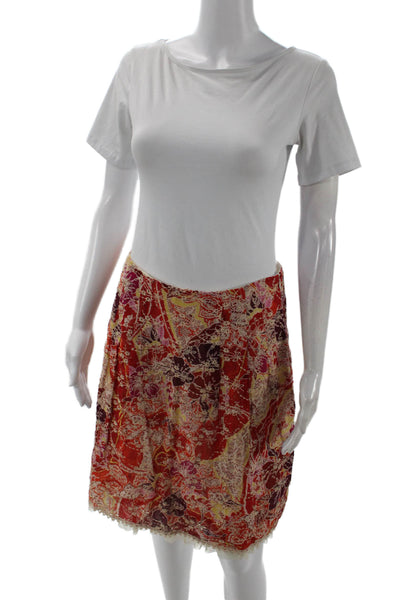 Cynthia Cynthia Steffe Womens Textured Zip Floral Skirt Red Size 04