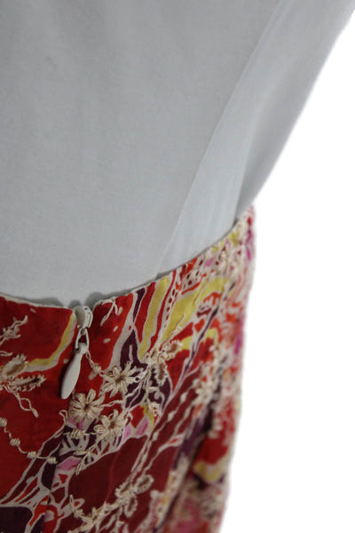 Cynthia Cynthia Steffe Womens Textured Zip Floral Skirt Red Size 04