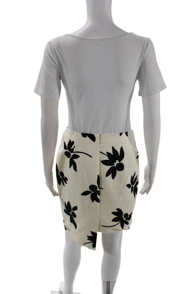 J Crew Womens Textured Lined Floral Pencil Skirt White Size 04