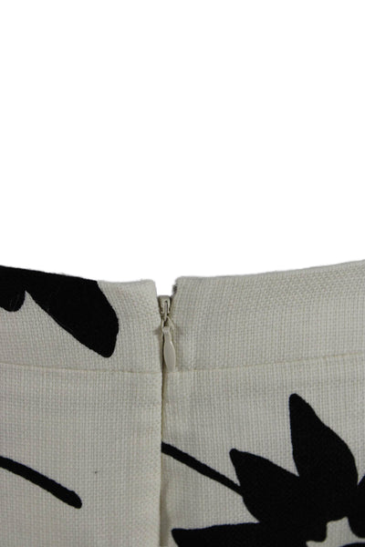 J Crew Womens Textured Lined Floral Pencil Skirt White Size 04