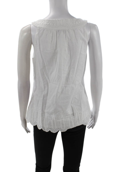 Vineyard Vines Womens Cotton Round Neck Sleeveless Lace Tank Top White Size XS