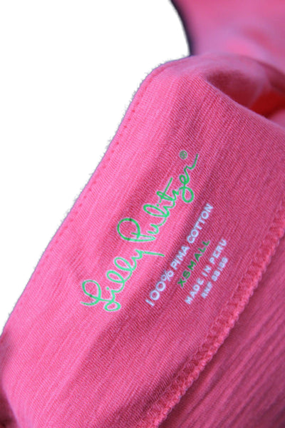 Lily Pulitzer Womens Cotton Round Neck Casual Tunic Top Pink Size XS