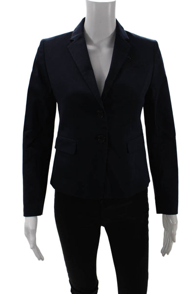 Ann Taylor Womens Textured Long Sleeve Button Lined Blazer Navy Size 0
