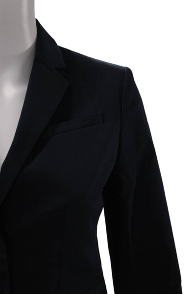 Ann Taylor Womens Textured Long Sleeve Button Lined Blazer Navy Size 0