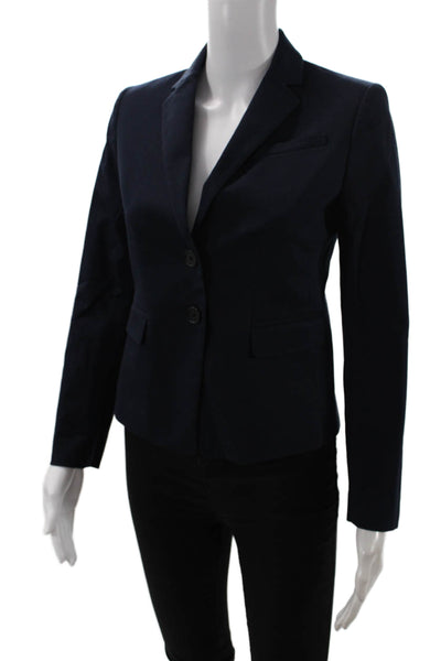 Ann Taylor Womens Textured Long Sleeve Button Lined Blazer Navy Size 0
