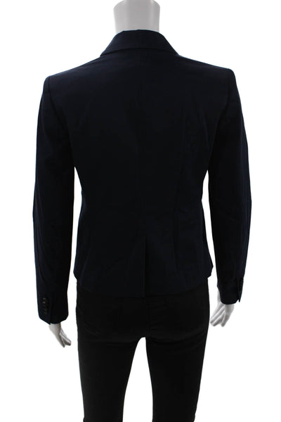 Ann Taylor Womens Textured Long Sleeve Button Lined Blazer Navy Size 0