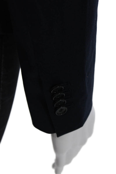 Ann Taylor Womens Textured Long Sleeve Button Lined Blazer Navy Size 0