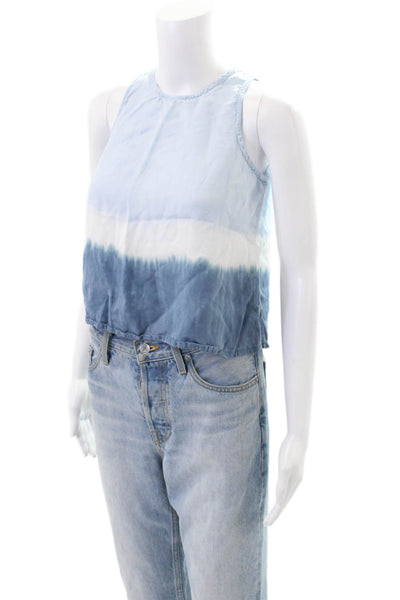 Bella Dahl Girls Scoop Neck Ombre Boxy Tank Top Blue White Size 12
