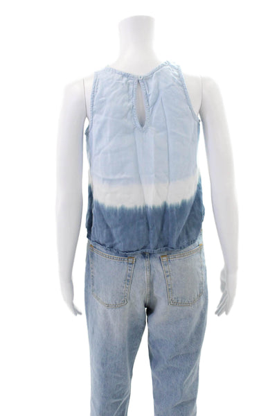 Bella Dahl Girls Scoop Neck Ombre Boxy Tank Top Blue White Size 12