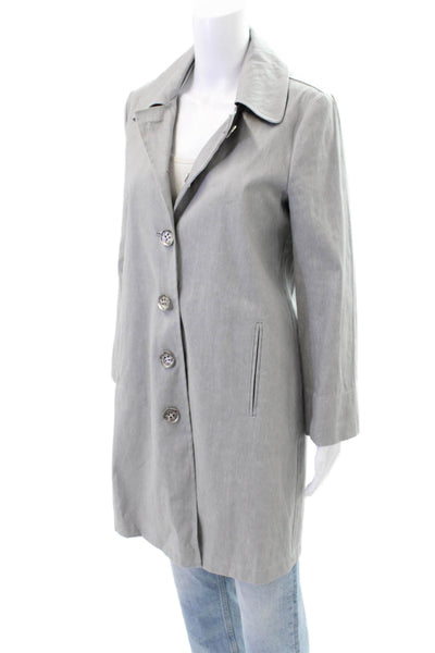 Marine Penvern Womens Button Front Collared Woven Jacket Gray Size Small