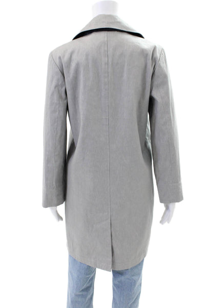 Marine Penvern Womens Button Front Collared Woven Jacket Gray Size Small