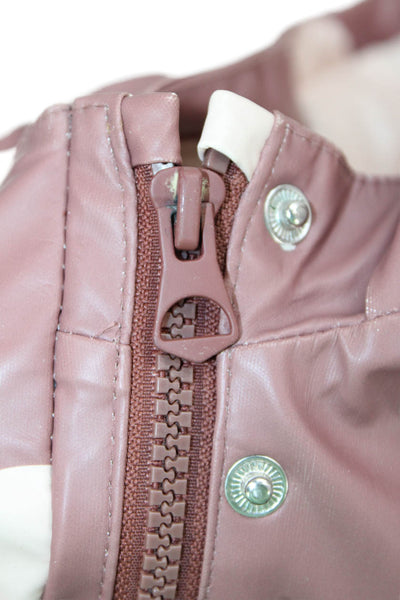 Zara Girls Front Zip Hooded Polka Dot Rain Coat Brown Pink Size 18-24 Months
