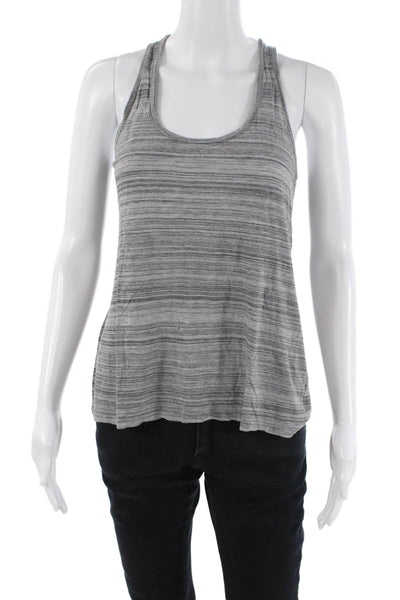 Vince Bergdorf Womens Striped Print Sleeveless Scoop Neck Tank Top Gray Size XS
