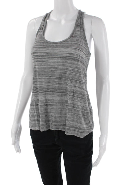 Vince Bergdorf Womens Striped Print Sleeveless Scoop Neck Tank Top Gray Size XS