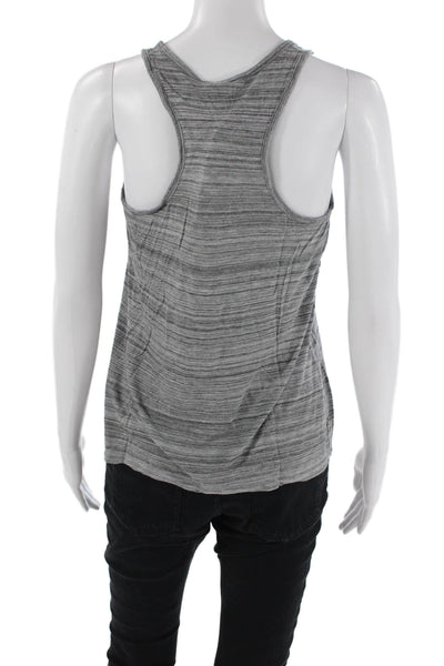 Vince Bergdorf Womens Striped Print Sleeveless Scoop Neck Tank Top Gray Size XS