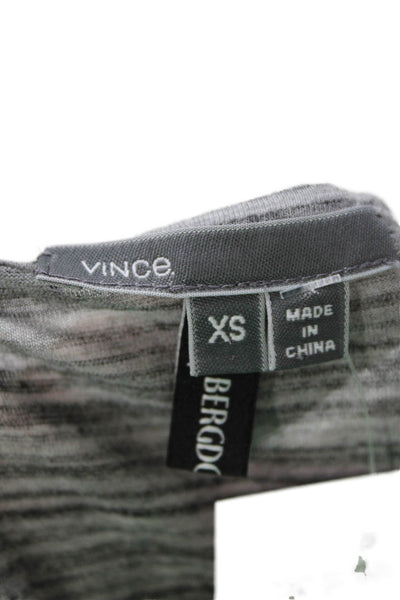 Vince Bergdorf Womens Striped Print Sleeveless Scoop Neck Tank Top Gray Size XS