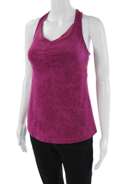 Lululemon Womens Jacquard Print Sleeveless Active Tank Top Magenta Size M