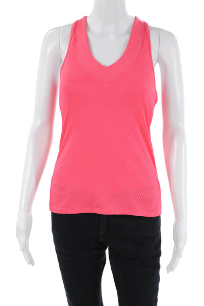 Lucky In Love Womens Textured Sleeveless V-Neck Tank Top Hot Pink Size S