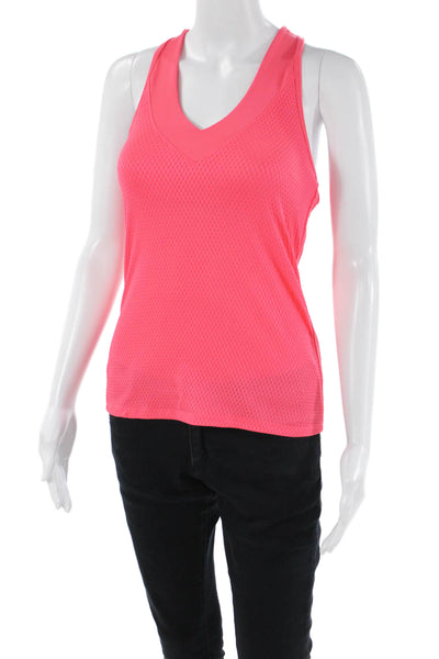 Lucky In Love Womens Textured Sleeveless V-Neck Tank Top Hot Pink Size S