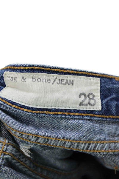 Rag & Bone Jean Womens High Rise Distressed Boyfriend Jeans Blue Size 28