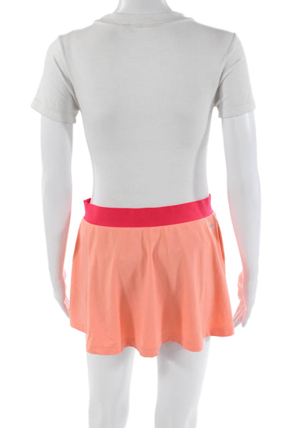 Adidas Womens Elastic Waist Logo Mini Athletic Skort Peach Orange Size S