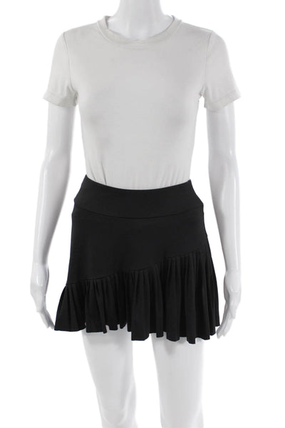 Kyodan Womens Pleated Hem Elastic Waist Mini Cut Off Tennis Skort Black Size XS