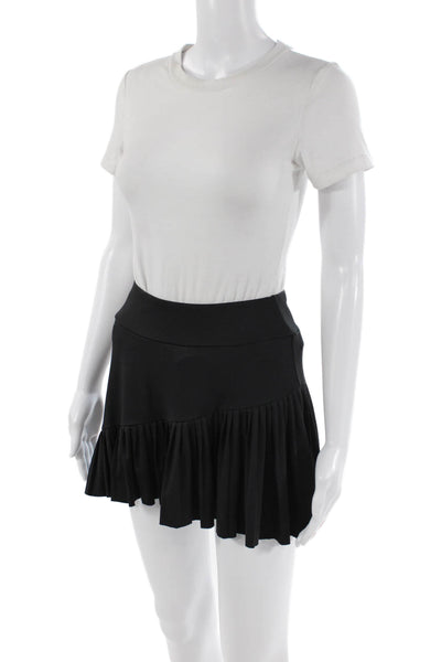 Kyodan Womens Pleated Hem Elastic Waist Mini Cut Off Tennis Skort Black Size XS