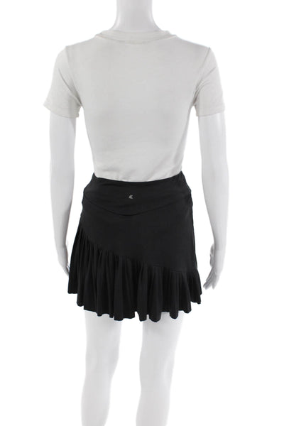 Kyodan Womens Pleated Hem Elastic Waist Mini Cut Off Tennis Skort Black Size XS