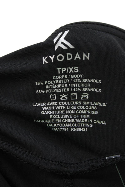 Kyodan Womens Pleated Hem Elastic Waist Mini Cut Off Tennis Skort Black Size XS