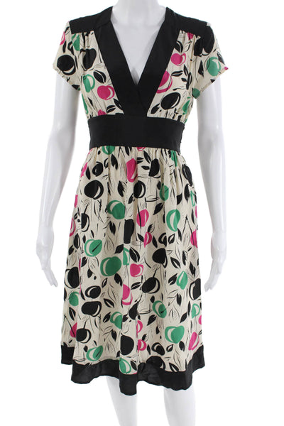 Corey Lynn Calter Womens Abstract Print Short Sleeve Dress Multicolor Size 4