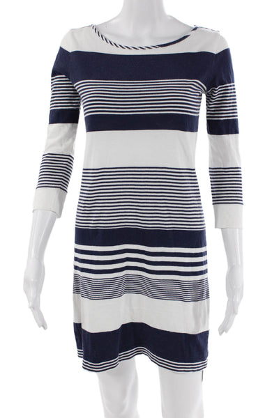 Lily Pulitzer Womens Cotton Striped Print Long Sleeve Shift Dress White Size XS