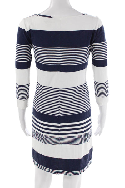 Lily Pulitzer Womens Cotton Striped Print Long Sleeve Shift Dress White Size XS