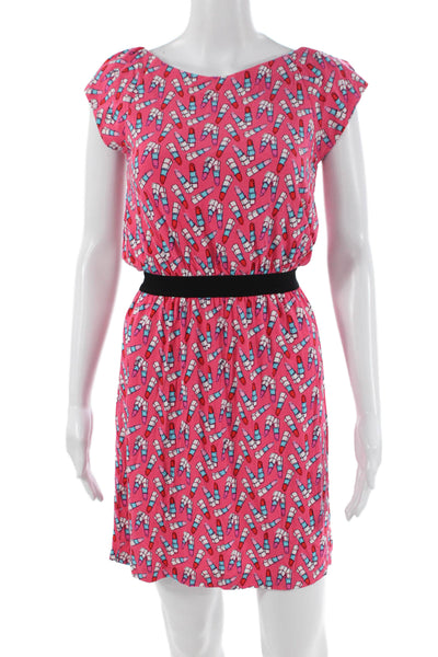 Lily Pulitzer Womens Graphic Lipstick Print Sleeveless Mini Dress Pink Size XS