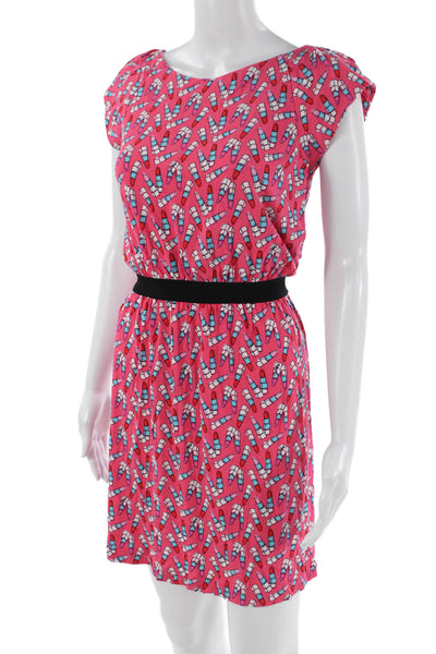 Lily Pulitzer Womens Graphic Lipstick Print Sleeveless Mini Dress Pink Size XS