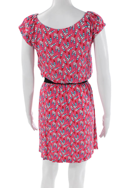 Lily Pulitzer Womens Graphic Lipstick Print Sleeveless Mini Dress Pink Size XS