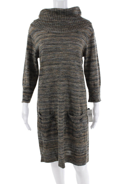 Alyx Womens Striped Print Turtleneck Long Sleeve Sweater Dress Multicolor Size M